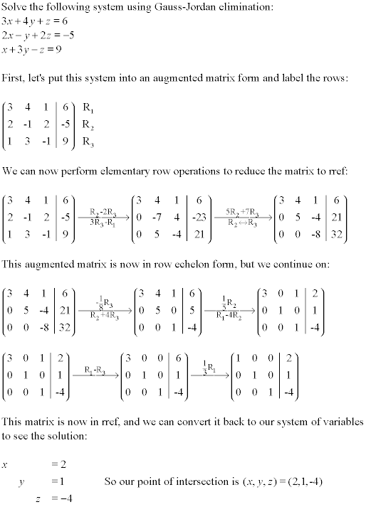 Solve System Of Equations Using Matrices Row Operations