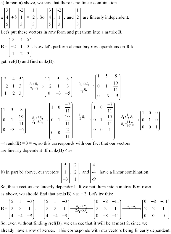 Linear dependence and independence of matrices